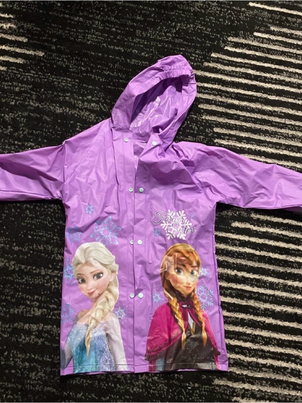 Disney Purple Frozen Girls Hooded Raincoat with Elsa & Anna